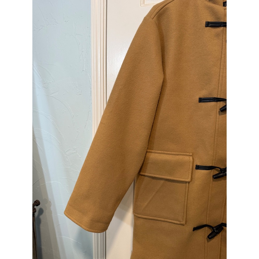 Classic Duffle‎ coat Camel Color Toggle Hooded Warm Winter Outerwear XS M - Picture 6 of 16